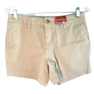 Faded Glory Women's Mid Rise Zip Front Tan Chino Shorts NWT Size 4